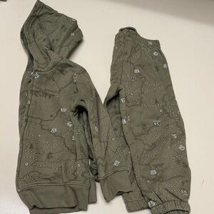 Joe Boxer Kids Green Map Print Jogger Set